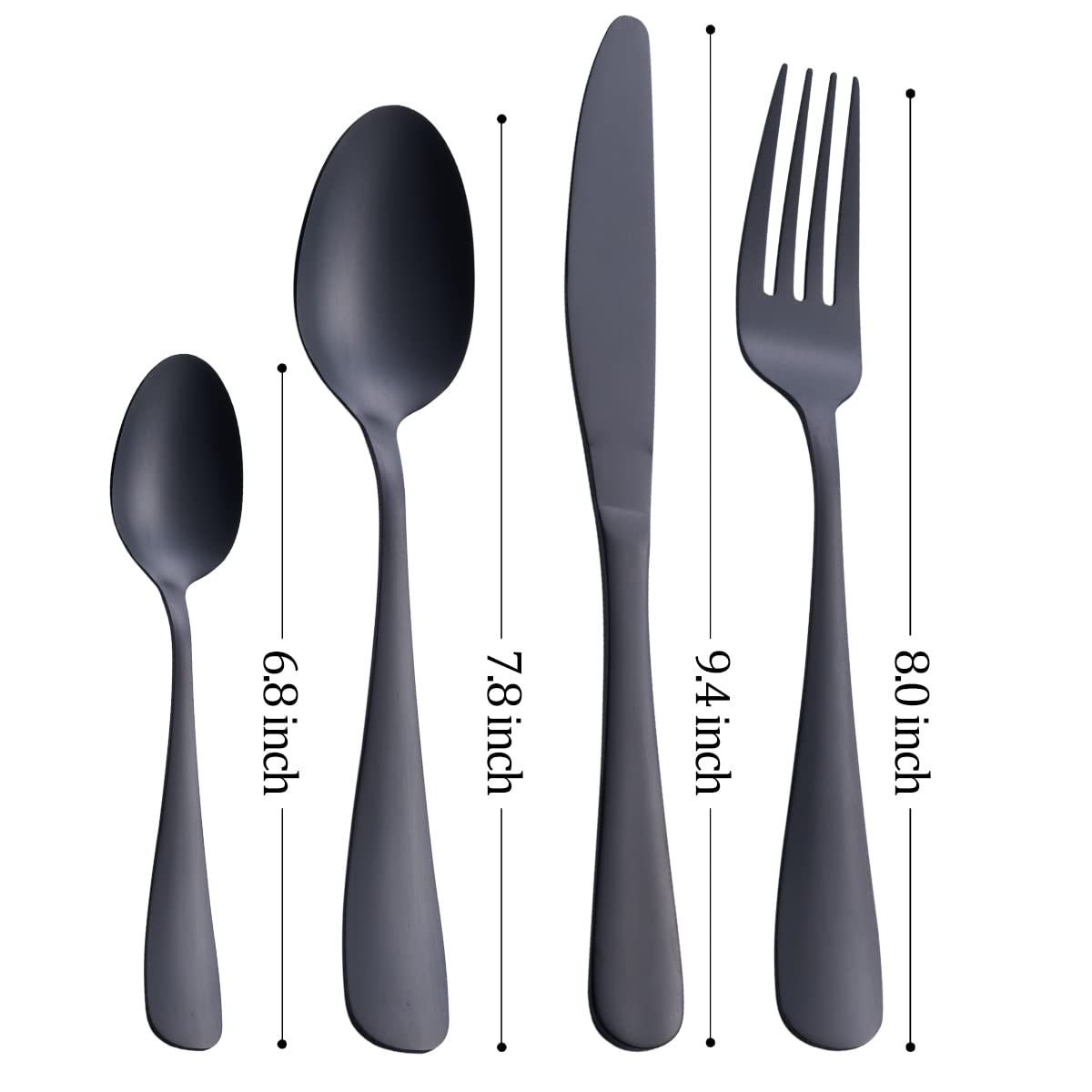 GoGeiLi GoGeiLi 24-Piece Matte Black Stainless Steel Silverware Set for 6 Dishwasher Safe Flatware Cutlery - View 3 of 8
