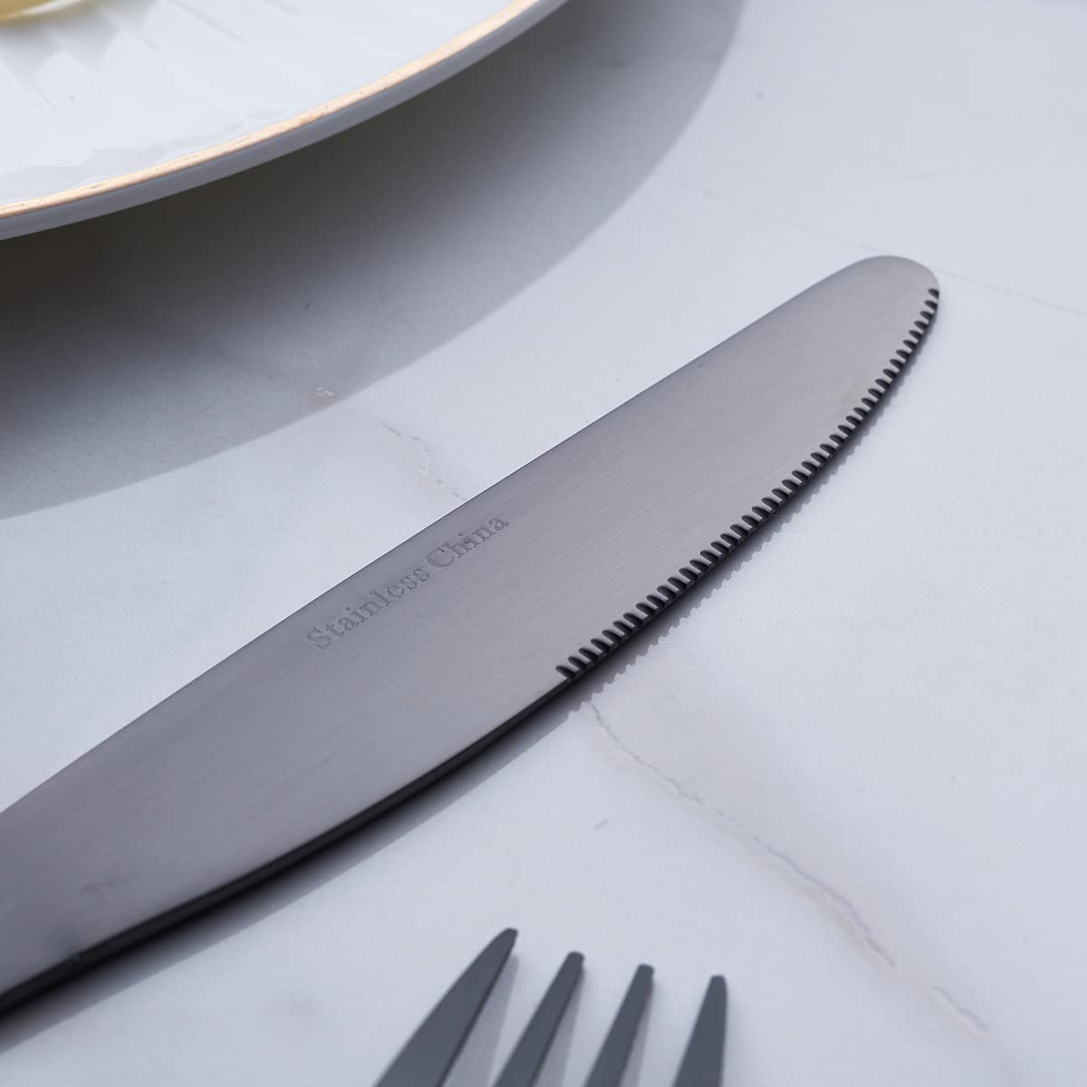 GoGeiLi GoGeiLi 24-Piece Matte Black Stainless Steel Silverware Set for 6 Dishwasher Safe Flatware Cutlery - View 7 of 8