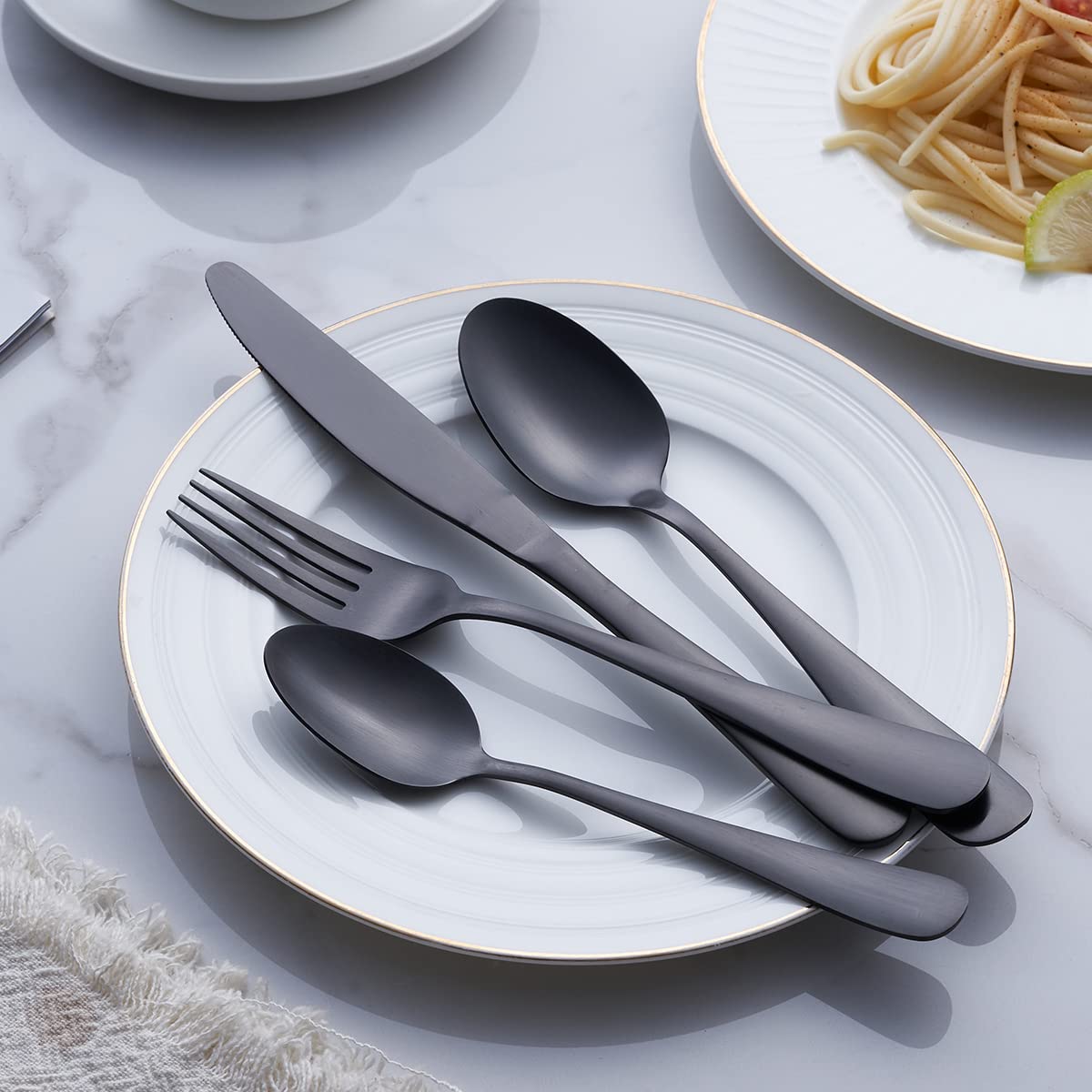 GoGeiLi GoGeiLi 24-Piece Matte Black Stainless Steel Silverware Set for 6 Dishwasher Safe Flatware Cutlery - View 8 of 8