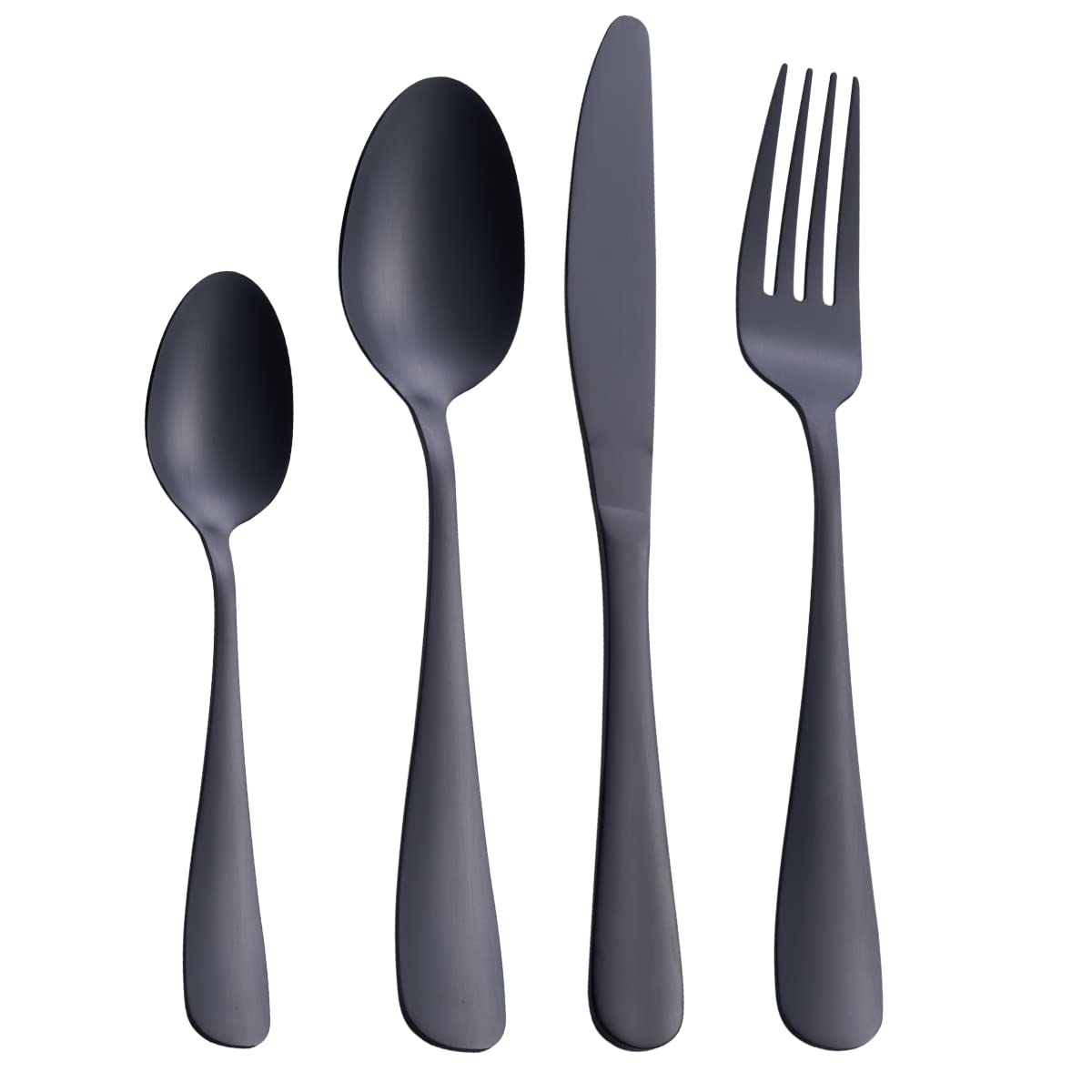 GoGeiLi GoGeiLi 24-Piece Matte Black Stainless Steel Silverware Set for 6 Dishwasher Safe Flatware Cutlery