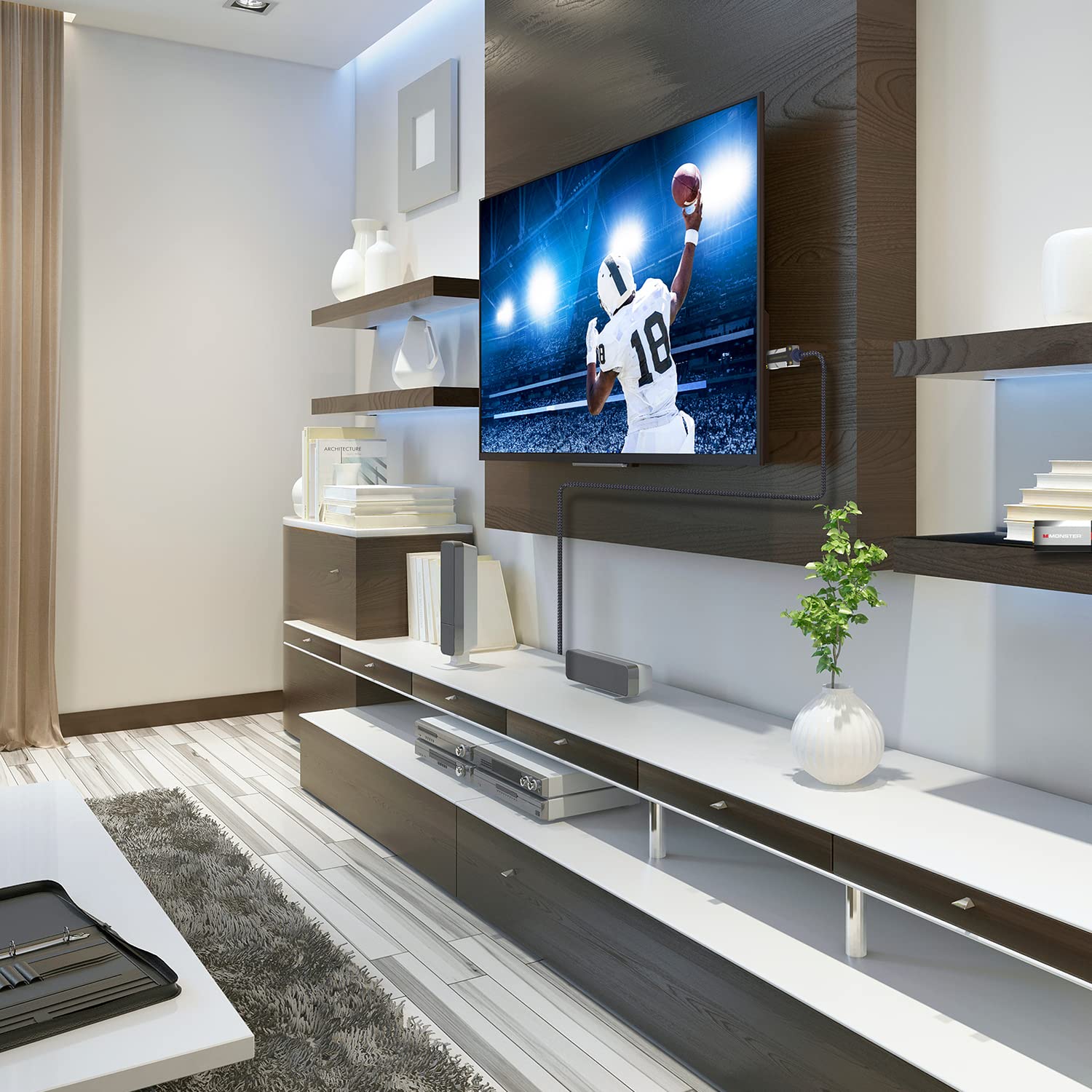 Monster Monster M-Series Active Optical Cable HDMI 2.1 48 Gbps 8K 60HZ 4K 120HZ 49.2 FT Premium with Aluminum Connector and Duraflex Jacket - View 8 of 9