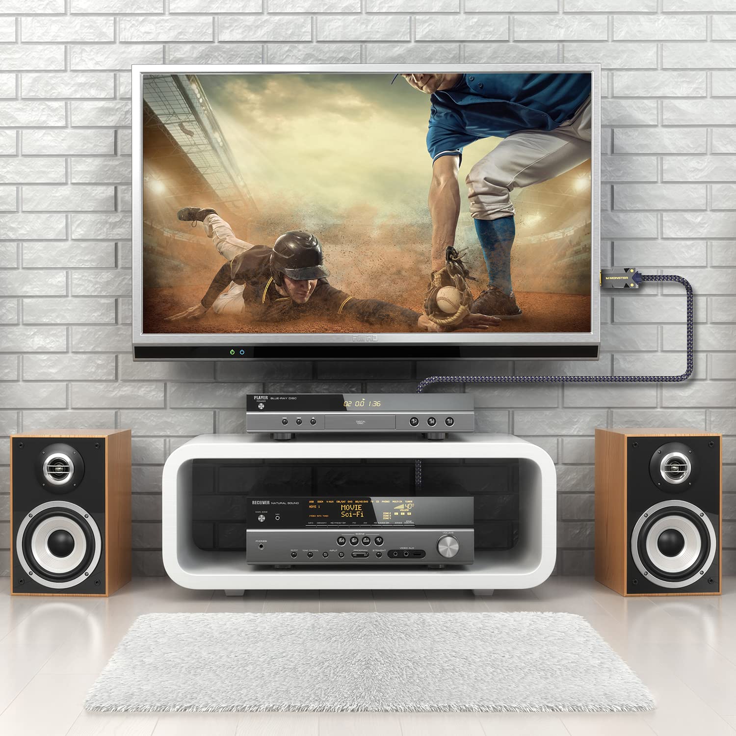 Monster Monster M-Series Active Optical Cable HDMI 2.1 48 Gbps 8K 60HZ 4K 120HZ 49.2 FT Premium with Aluminum Connector and Duraflex Jacket - View 9 of 9