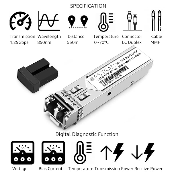 OPSTRAN OPSTRAN 1000BASE-SX SFP Transceiver for HPE Aruba J4858D & More - 10pcs, 850nm, 550m, DDM Duplex LC MMF - View 3 of 8
