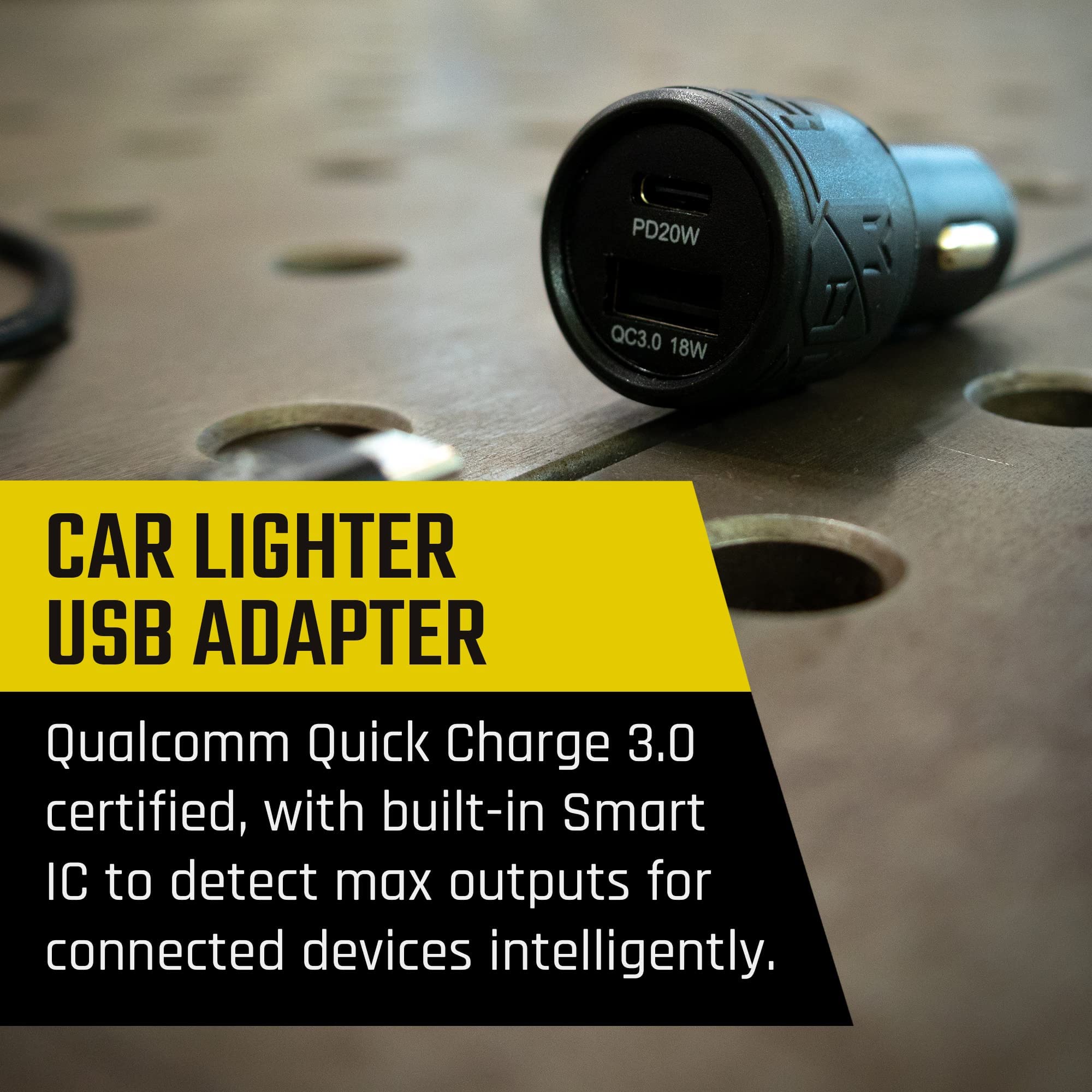 Mob Armor Mob Armor 38W Dual USB Quick Charge Car Charger - Fast USB A & C Adapter for Phones - View 6 of 7