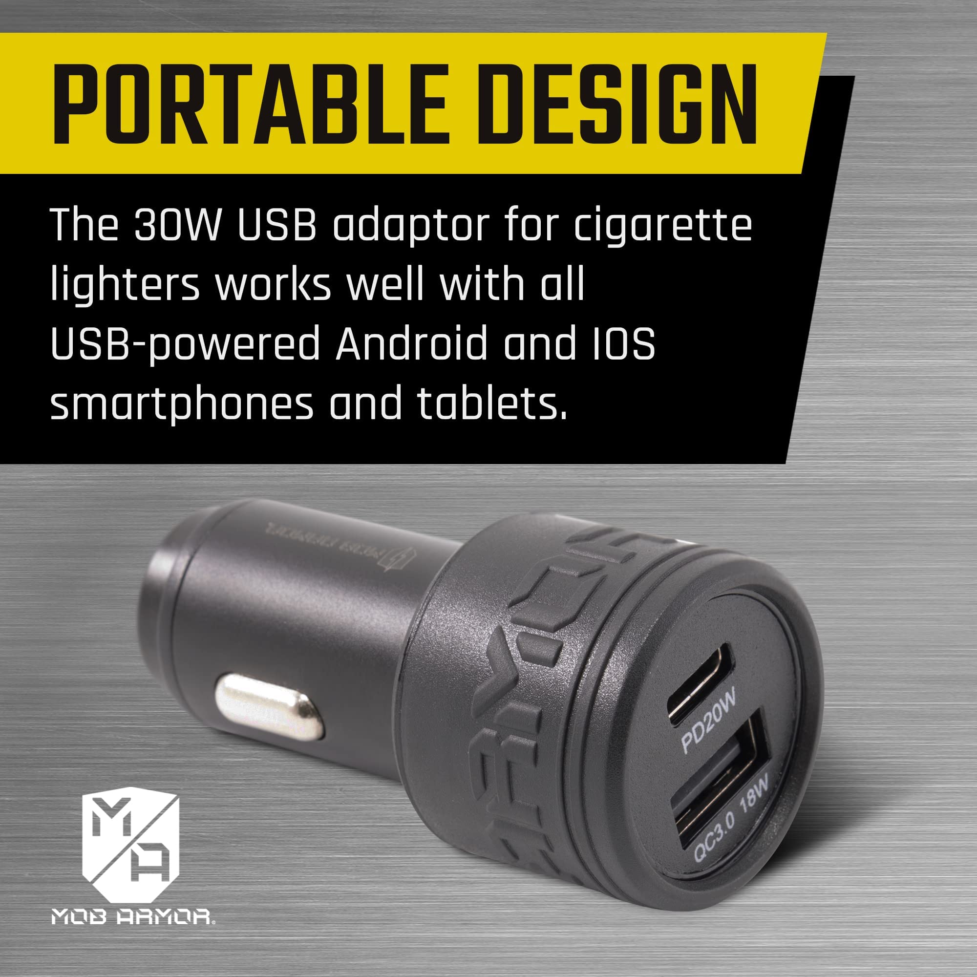 Mob Armor Mob Armor 38W Dual USB Quick Charge Car Charger - Fast USB A & C Adapter for Phones - View 7 of 7
