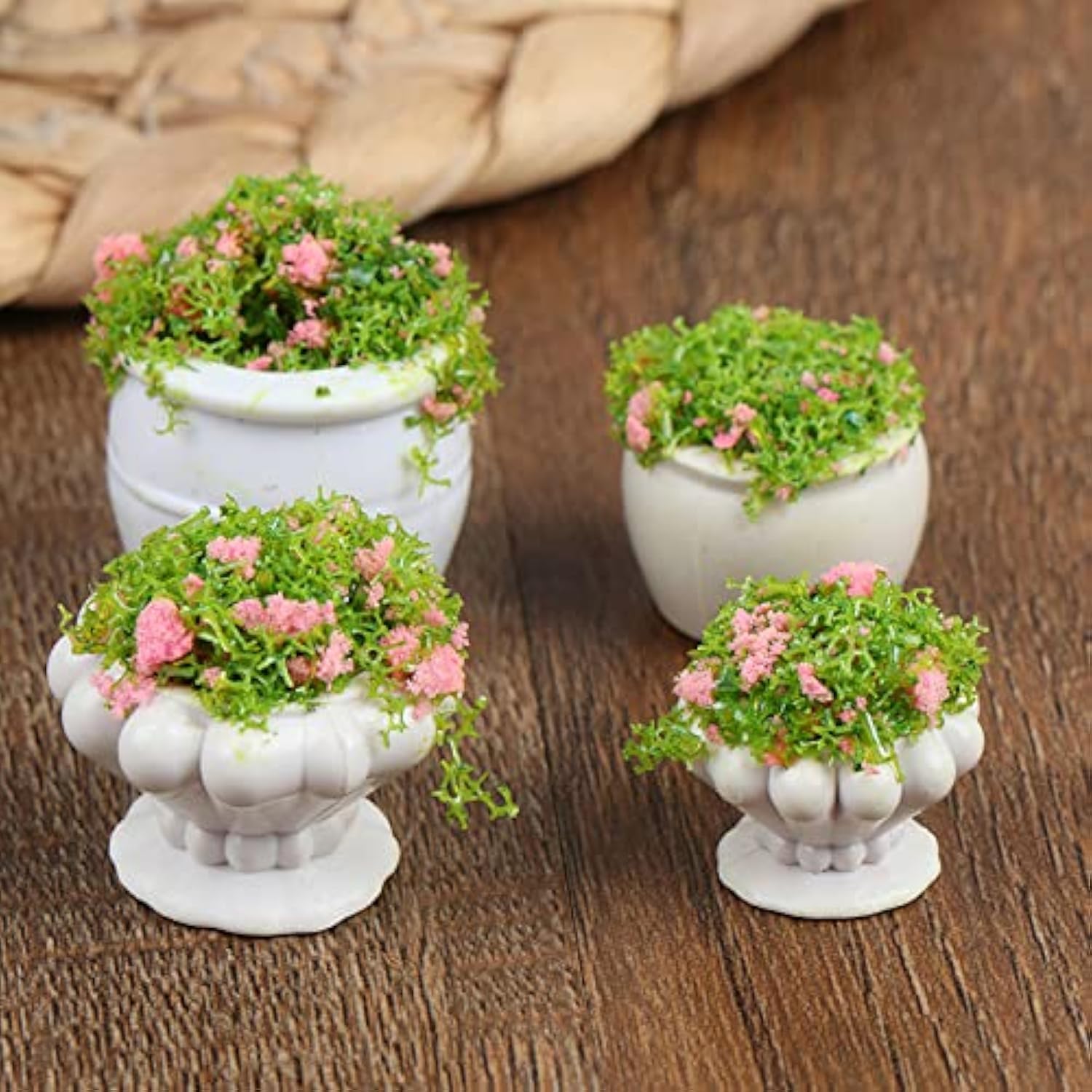 TBoxBo TBoxBo 4 Pcs Miniature Dollhouse Potted Plants Artificial Bonsai Flowerpot Kit for 1:12 Dollhouse Decor