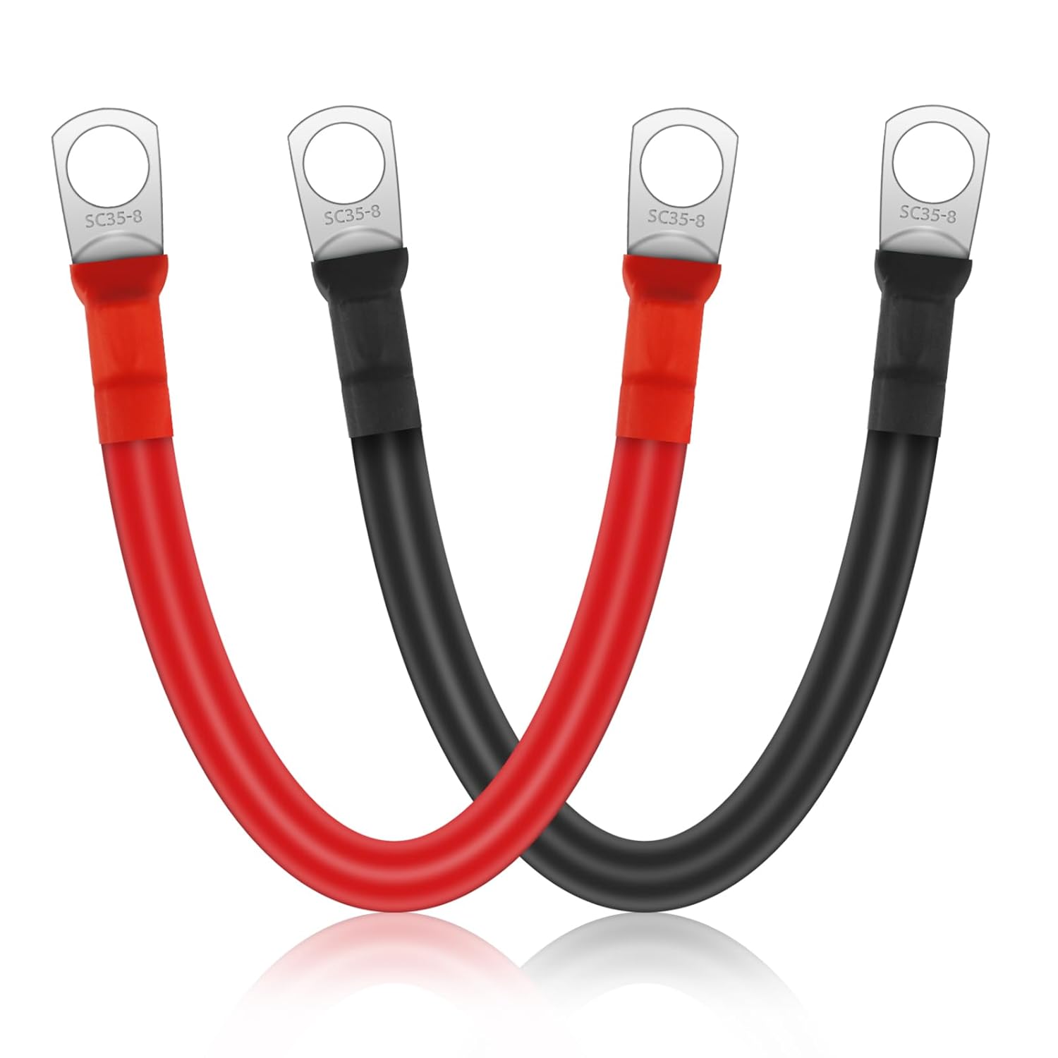 Linkstyle 2PCS 2AWG Battery Cables 15cm 12V Copper Power Inverter Leads with 5/16 Inch Lugs Ring Terminals
