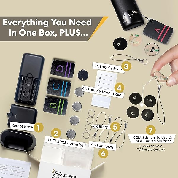 SNAP INVENT Key Finder & TV Remote Tracker: Locate Lost Keys, Purse & More with Beeper Tags - View 4 of 9