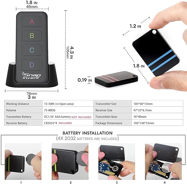 SNAP INVENT Key Finder & TV Remote Tracker: Locate Lost Keys, Purse & More with Beeper Tags - View 9 of 9