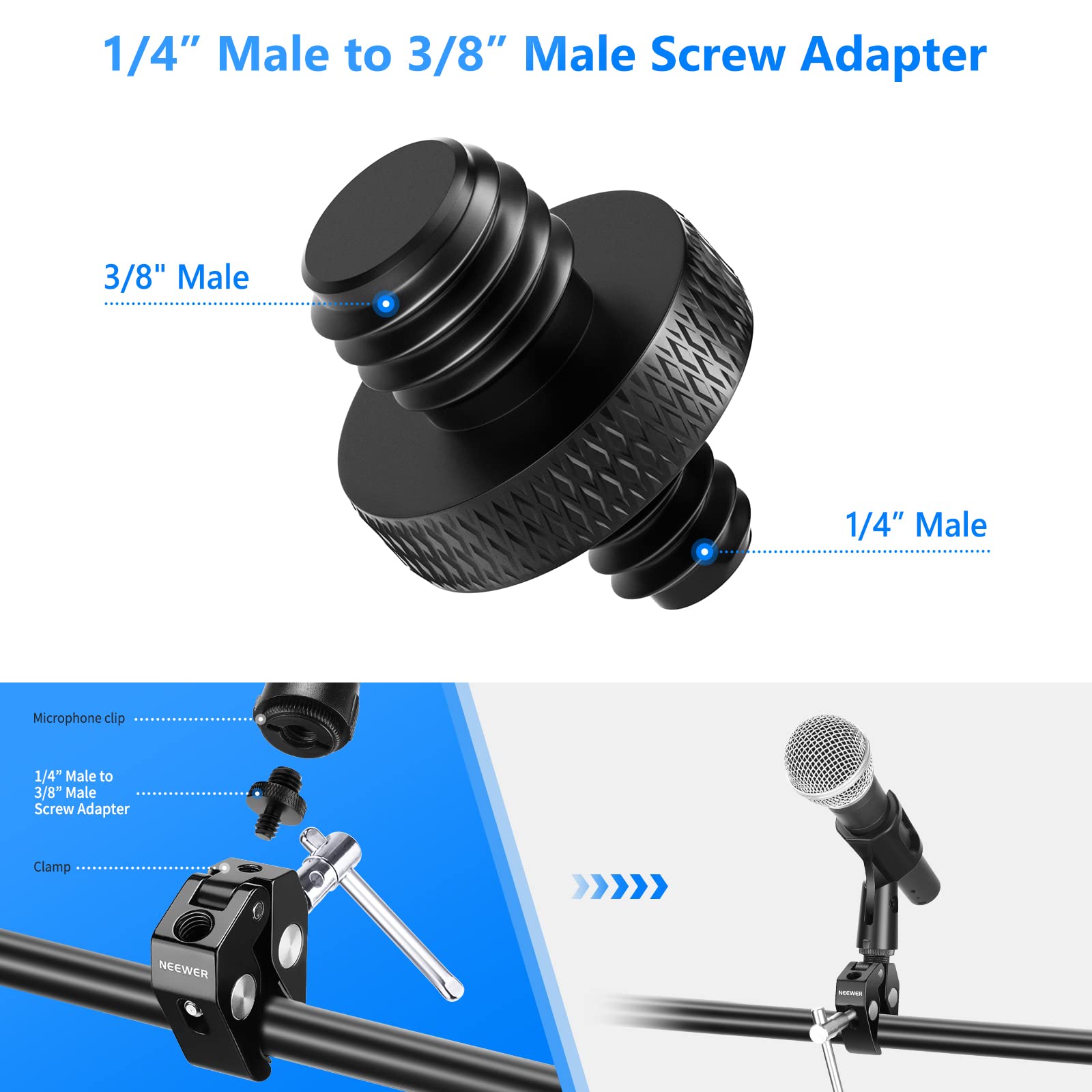 NEEWER NEEWER Camera Screw Adapter Set 22 Pieces 1/4 to 1/4 and 1/4 to 3/8 Tripod Mount Converter for Camera Monopod Ball Head Flash Light Stand - View 5 of 9