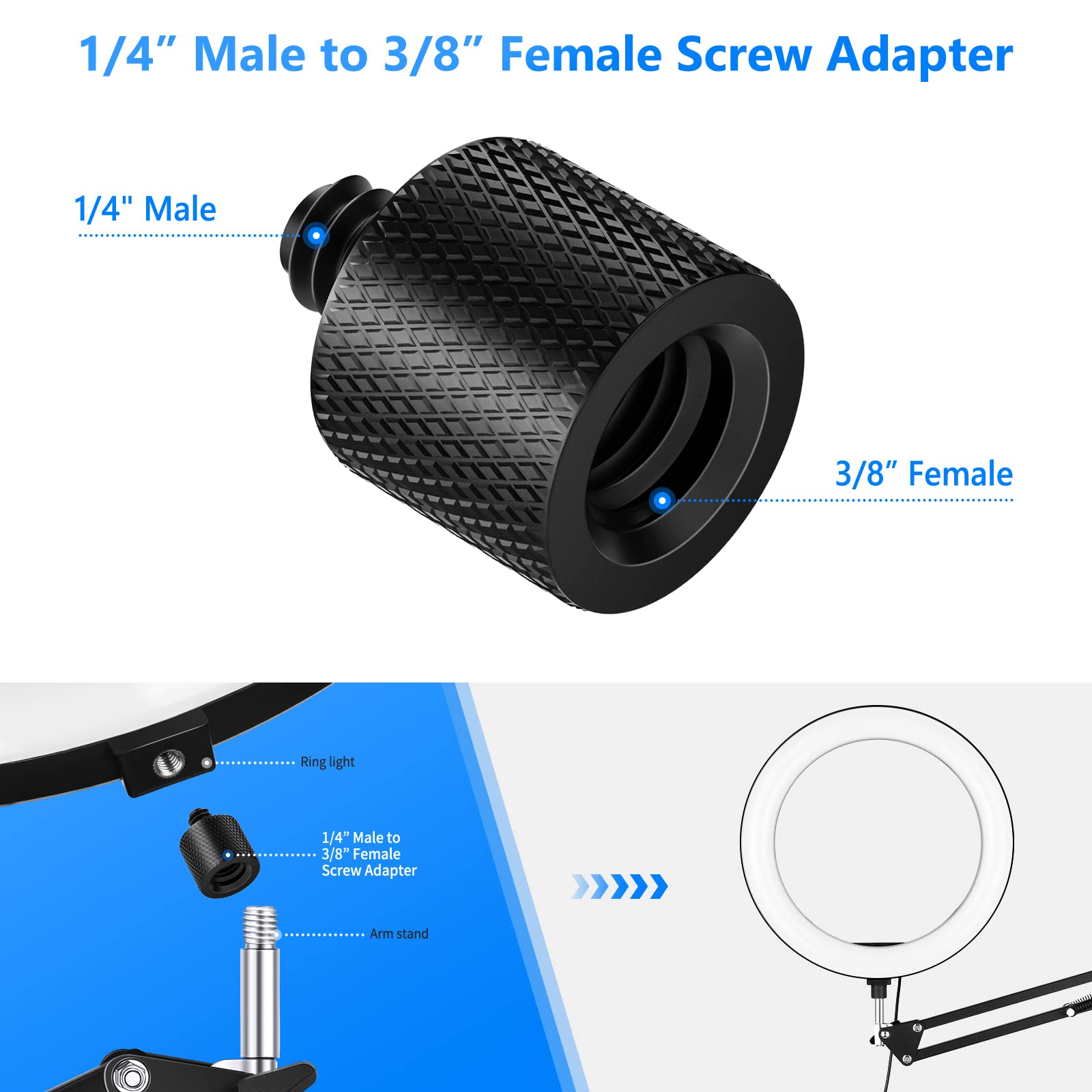 NEEWER NEEWER Camera Screw Adapter Set 22 Pieces 1/4 to 1/4 and 1/4 to 3/8 Tripod Mount Converter for Camera Monopod Ball Head Flash Light Stand - View 6 of 9