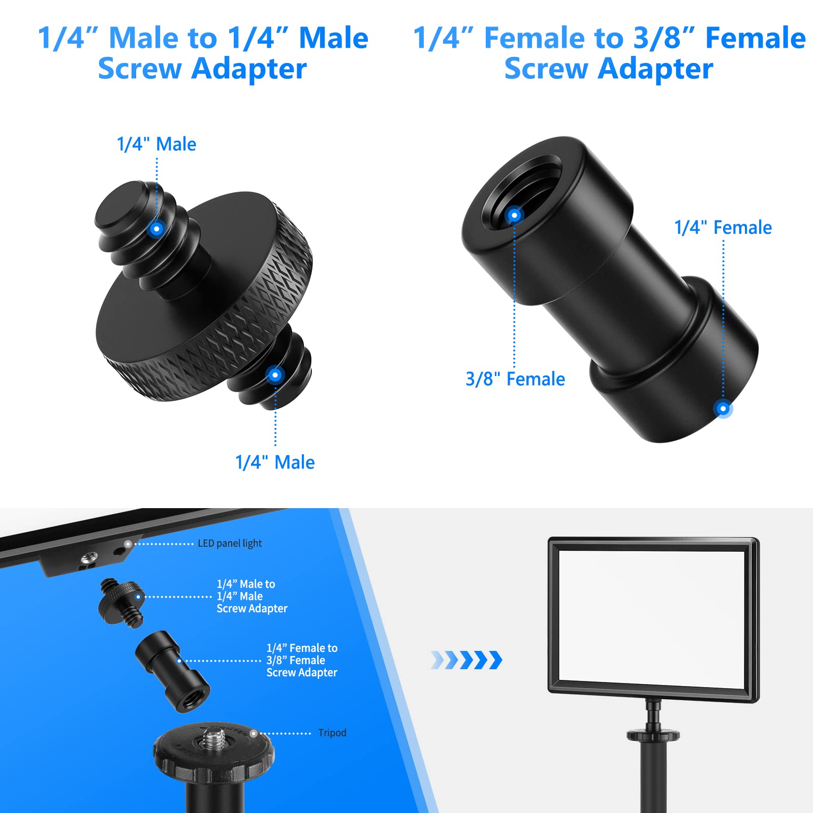 NEEWER NEEWER Camera Screw Adapter Set 22 Pieces 1/4 to 1/4 and 1/4 to 3/8 Tripod Mount Converter for Camera Monopod Ball Head Flash Light Stand - View 7 of 9