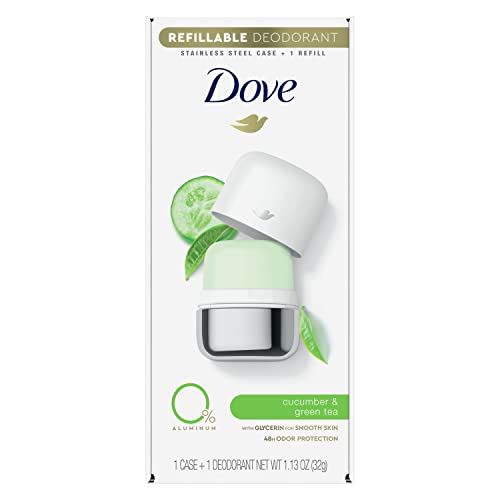Dove Shop Dove Refillable Deodorant Starter Kit for Women - Cucumber & Green Tea, 0% Aluminum, Eco-Friendly 1.13 oz