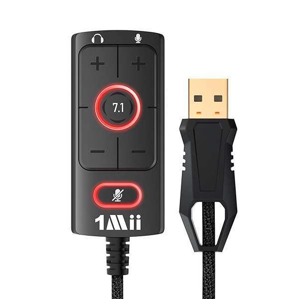 1Mii 1Mii USB Sound Card: Virtual 7.1 Surround Sound Adapter for PS4, PC, MAC - Plug & Play, No Drivers Needed - View 2 of 8
