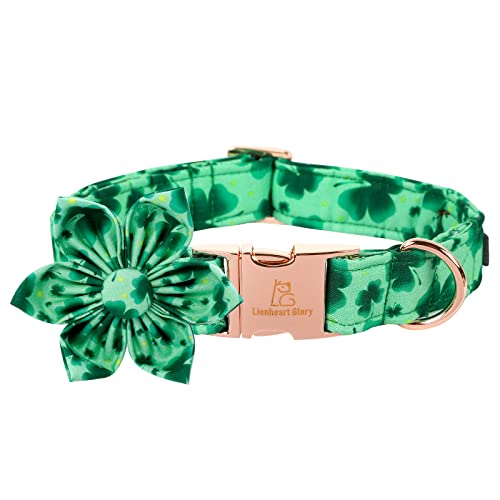 Lionheart glory Lionheart Glory St. Patrick's Day Dog Collar Adjustable Floral Pattern for Medium Dogs Cute Pet Accessory