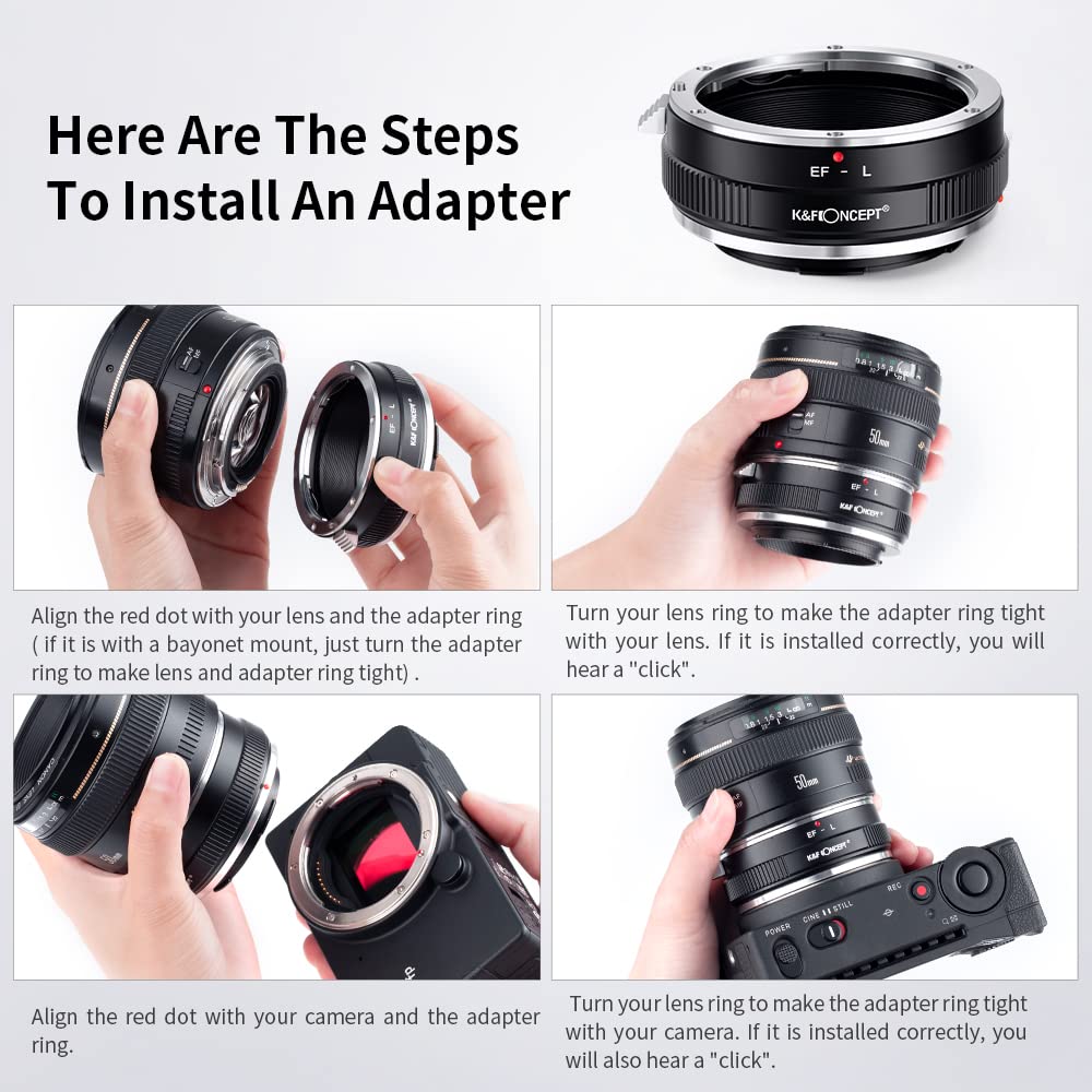 K&F CONCEPT KF Concept Lens Mount Adapter EOS-L for Canon EF EF-S Lens to L Mount Camera Body Manual Focus - View 3 of 8