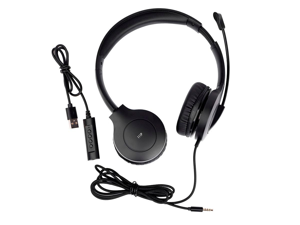 Monoprice WFH Wired On-Ear Headset with USB Controller for Work and School Lightweight Black - View 3 of 6