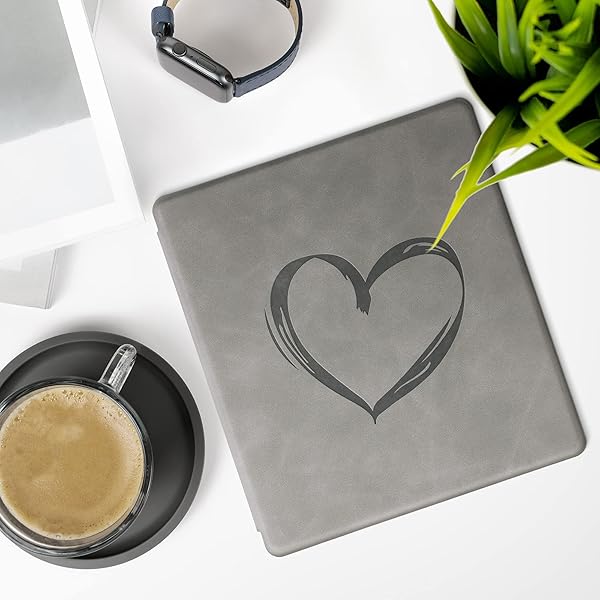 kwmobile KWMobile Kindle Oasis 10th Gen Cover - Stylish Brushed Heart Grey eReader Case - View 3 of 8