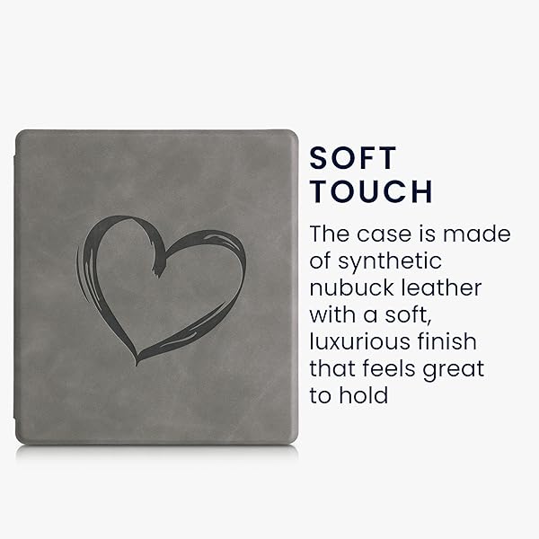 kwmobile KWMobile Kindle Oasis 10th Gen Cover - Stylish Brushed Heart Grey eReader Case - View 4 of 8