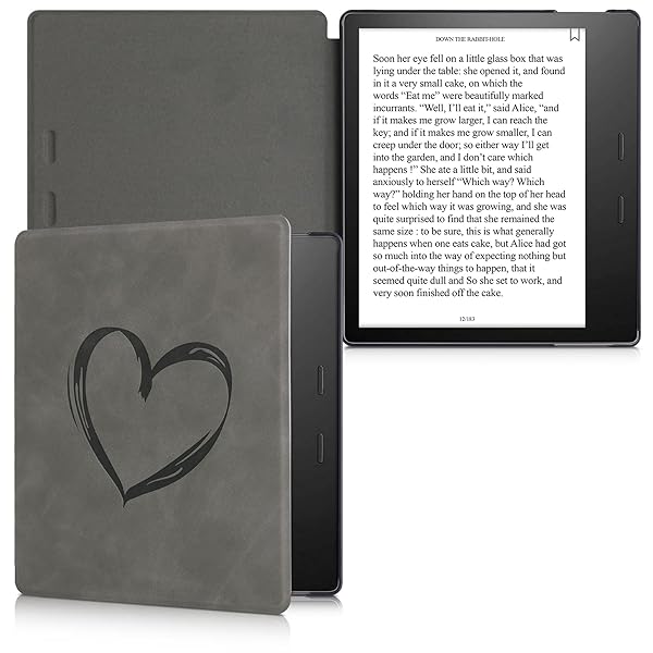 kwmobile KWMobile Kindle Oasis 10th Gen Cover - Stylish Brushed Heart Grey eReader Case - View 6 of 8