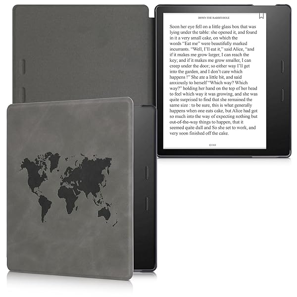 kwmobile KWMobile Kindle Oasis 10th Gen Cover - Stylish eReader Case in Travel Outline Grey - View 7 of 9