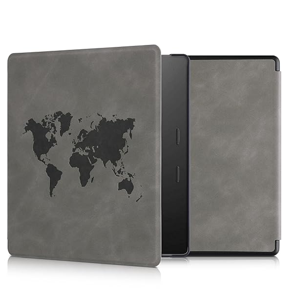 kwmobile KWMobile Kindle Oasis 10th Gen Cover - Stylish eReader Case in Travel Outline Grey - View 2 of 9