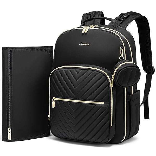 LOVEVOOK LOVEVOOK Quilted Diaper Bag Backpack: Stylish, Waterproof & Spacious for Baby Boys & Girls with Changing Pad & Pacifier Holder