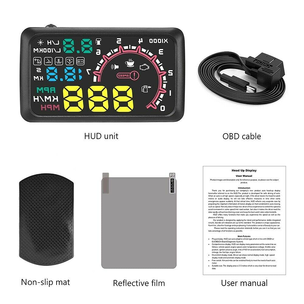 TOTMOX HUD Head Up Display Speedometer for Car 5.5 Inch Universal Digital Speedometer with OBDII Over Speed Alarm KMH MPH Windshield Projector - View 4 of 7