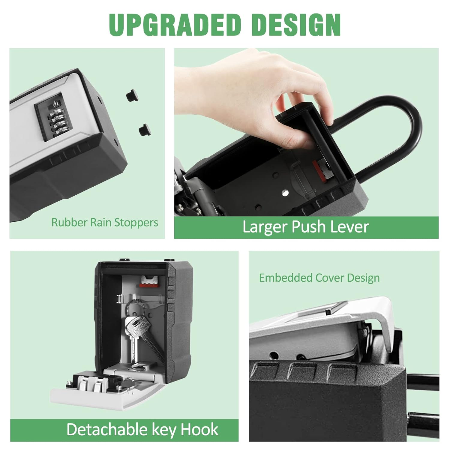 upxon UPXON Extra Large Key Lock Box with Resettable 4 Digit Combination for Car House Keys Weatherproof Wall Mount Ideal for Home Hotels Airbnb Schools - View 4 of 6