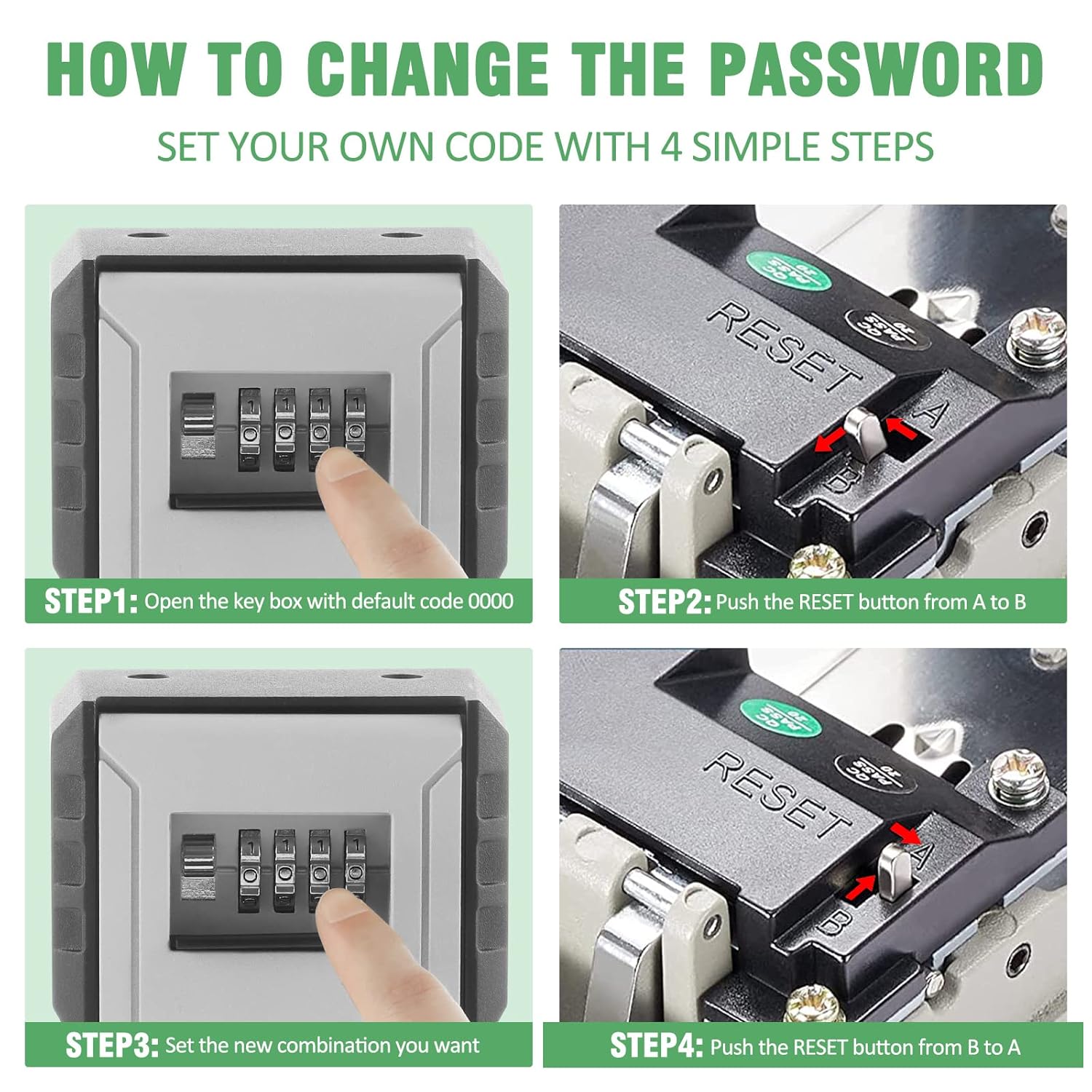 upxon UPXON Extra Large Key Lock Box with Resettable 4 Digit Combination for Car House Keys Weatherproof Wall Mount Ideal for Home Hotels Airbnb Schools - View 6 of 6