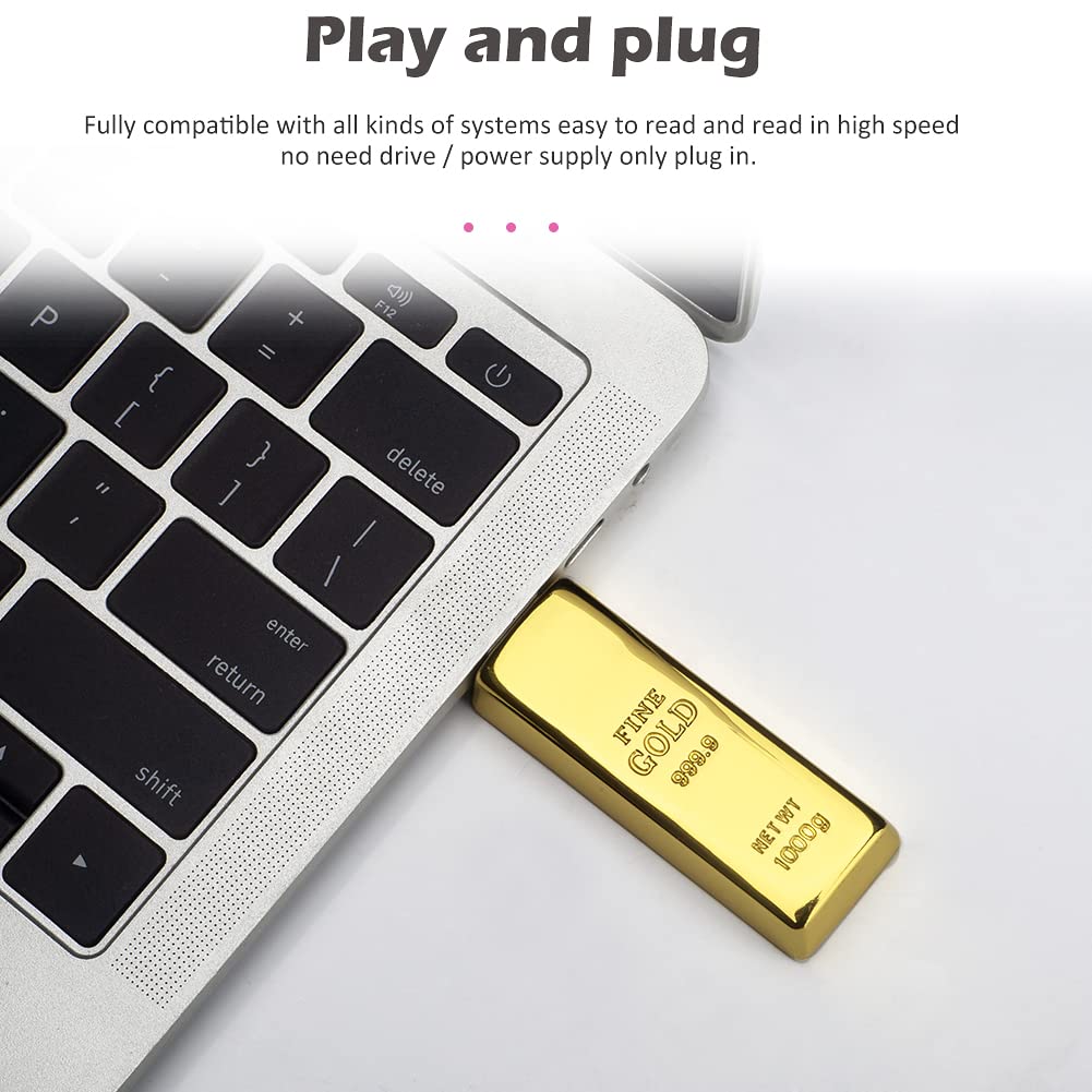 BORLTER CLAMP 64GB Gold Bar USB Flash Drive Novelty Funny Thumb Drive for External Data Storage - View 3 of 8