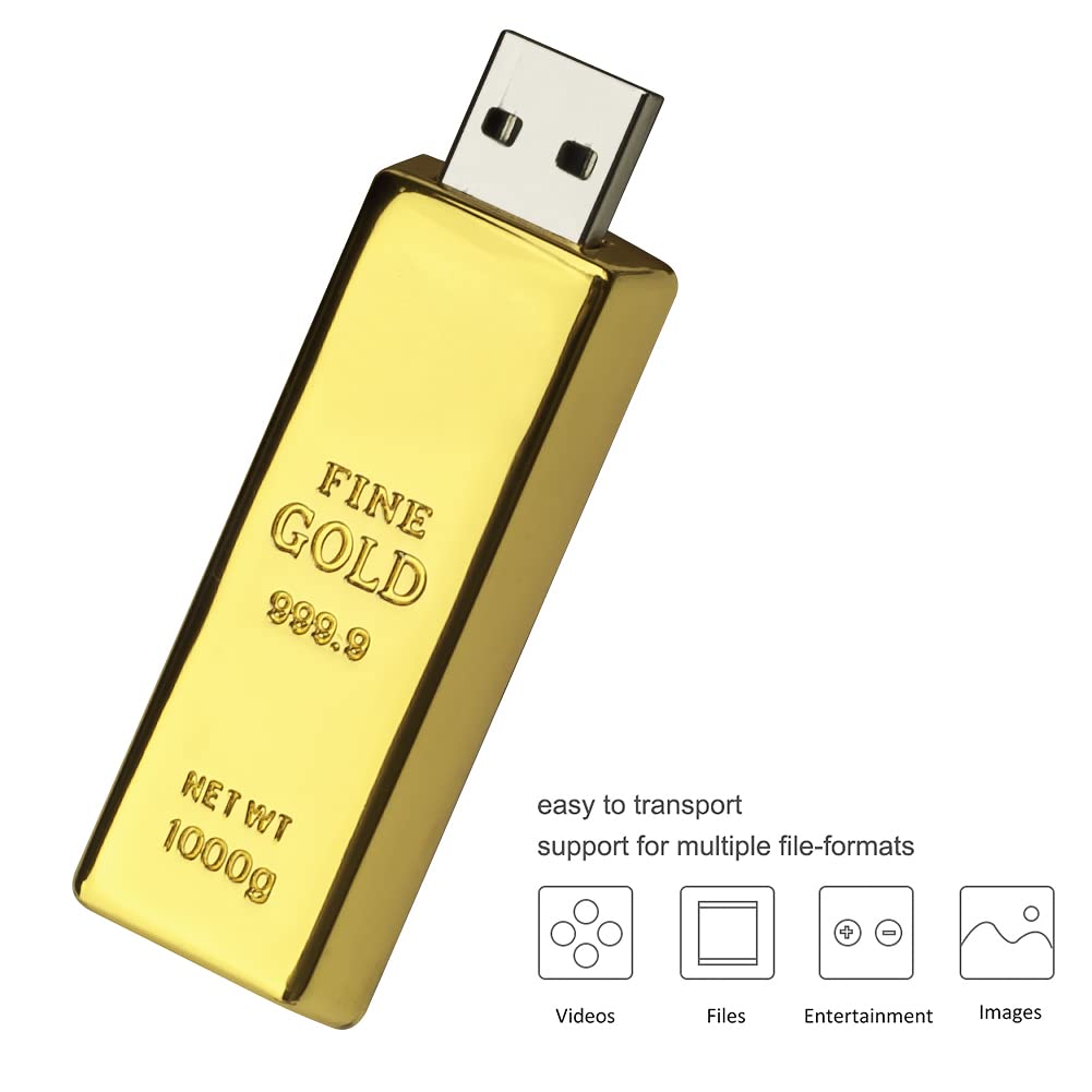 BORLTER CLAMP 64GB Gold Bar USB Flash Drive Novelty Funny Thumb Drive for External Data Storage - View 4 of 8