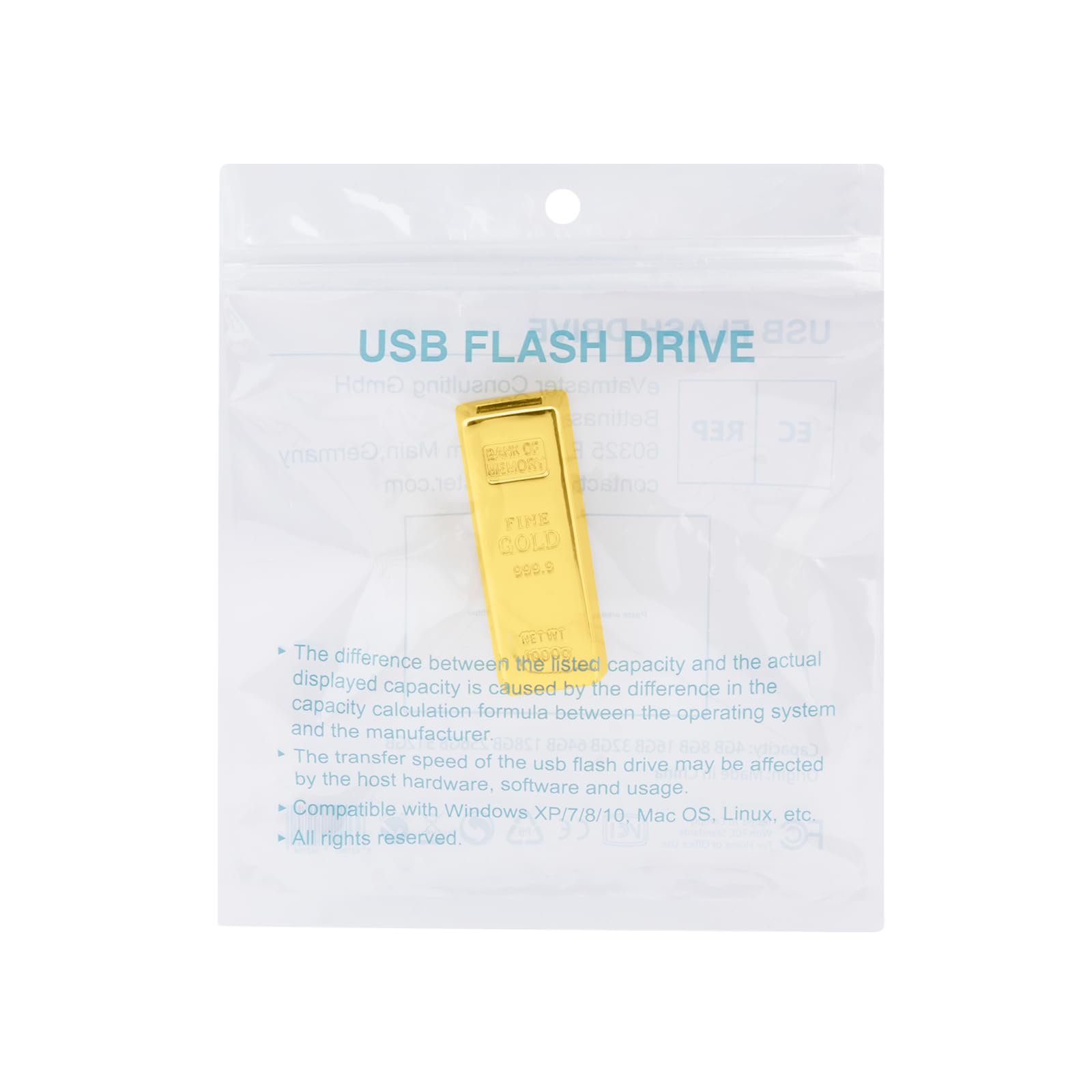 BORLTER CLAMP 64GB Gold Bar USB Flash Drive Novelty Funny Thumb Drive for External Data Storage - View 8 of 8