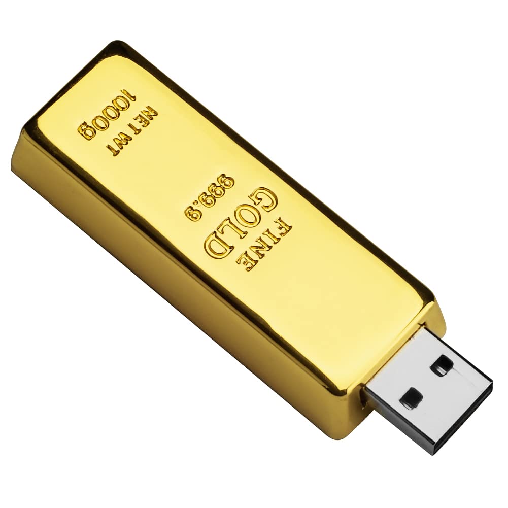 64GB Gold Bar USB Flash Drive Novelty Funny Thumb Drive for External Data Storage