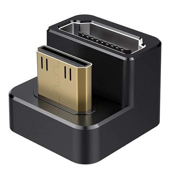 AGVEE AGVEE 2 Pack (Long Side Inward) 180 Degree Angled Mini HDMI Male to HDMI Female Adapter, U-Shaped 4K@60HZ Converter Coupler Connector Extender for Portable Display Monitor Accessories, Black