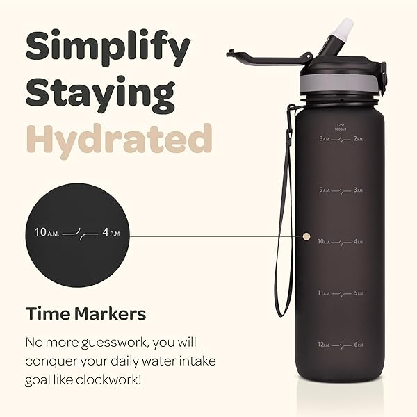 Hydracy Hydracy 32 oz Water Bottle with Time Marker & Straw - Perfect Reusable Gym & Bike Bottle Gift - View 11 of 11