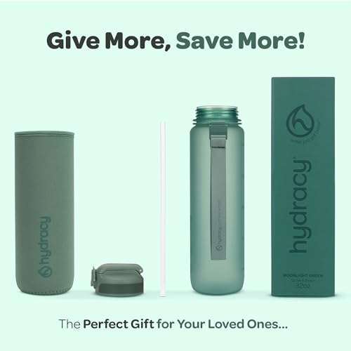 Hydracy Hydracy 32 Oz Motivational Water Bottle with Time Markers & Straw - BPA Free, Leak Proof, Ideal for Fitness & Outdoor Activities - View 8 of 10