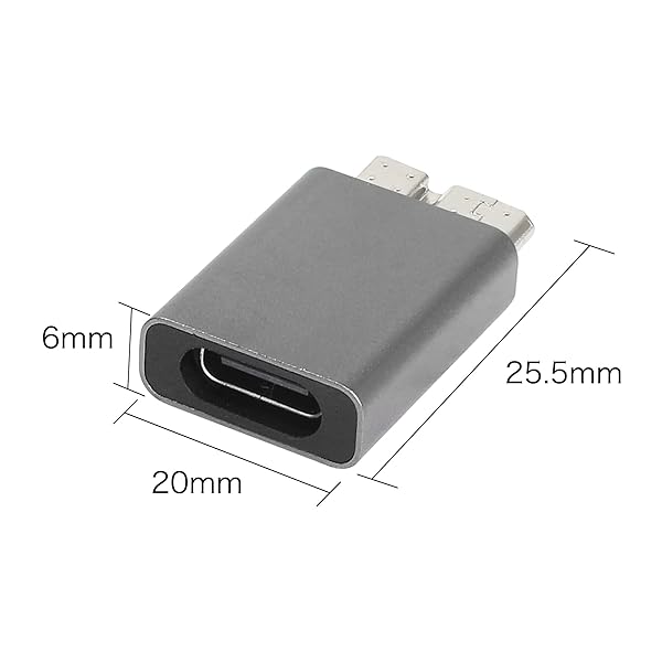 QIANRENON QIANRENON USB 3.0 Micro B Adapter: Type-C to Micro B Connector for MacBook Pro, Galaxy S5/S8/S9/S10, Mobile Hard Disks - Grey - View 8 of 8