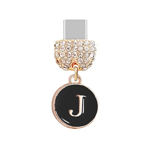 ELISE & FONDA ELISE & FONDA TP60 Type-C USB Anti-Dust Plug & Phone Charm for Samsung, Huawei, OnePlus, Xiaomi - Black