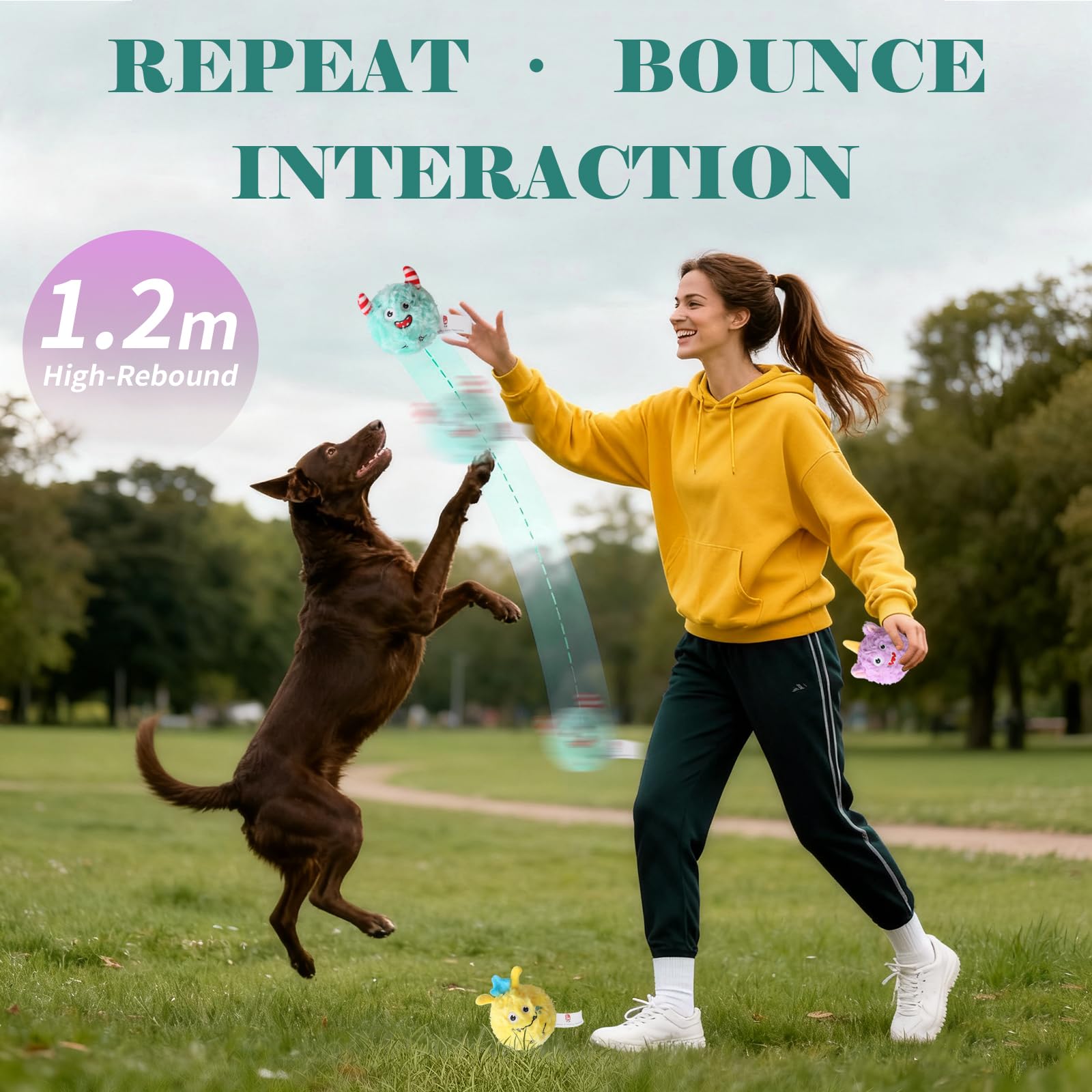 D KING D KING DKING 3Pack Squeaky Dog Balls Funny Puppy Toys Birthday Gift for Small Medium Dogs Monster Ball - View 3 of 5