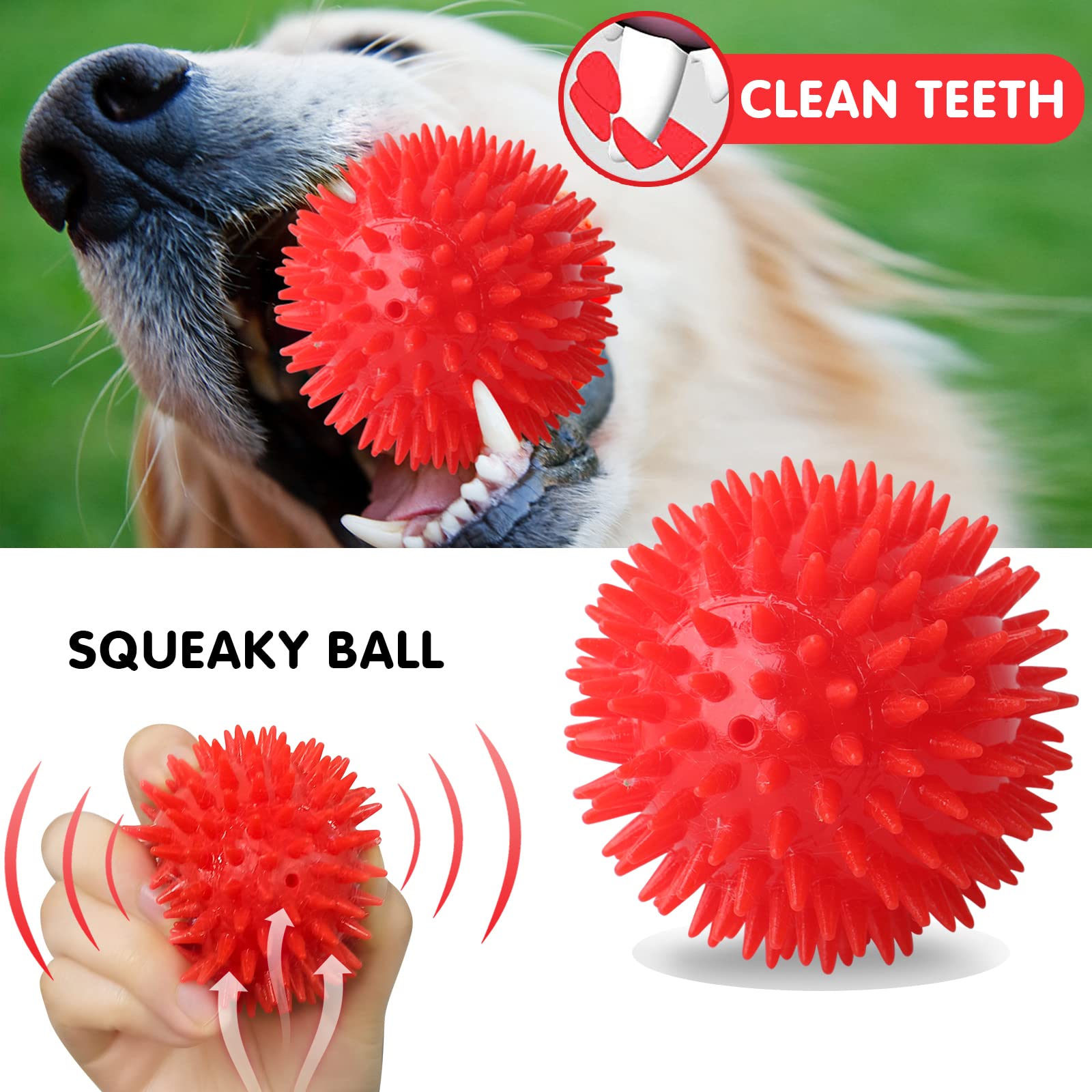 D KING D KING DKING 3Pack Squeaky Dog Balls Funny Puppy Toys Birthday Gift for Small Medium Dogs Monster Ball - View 5 of 5