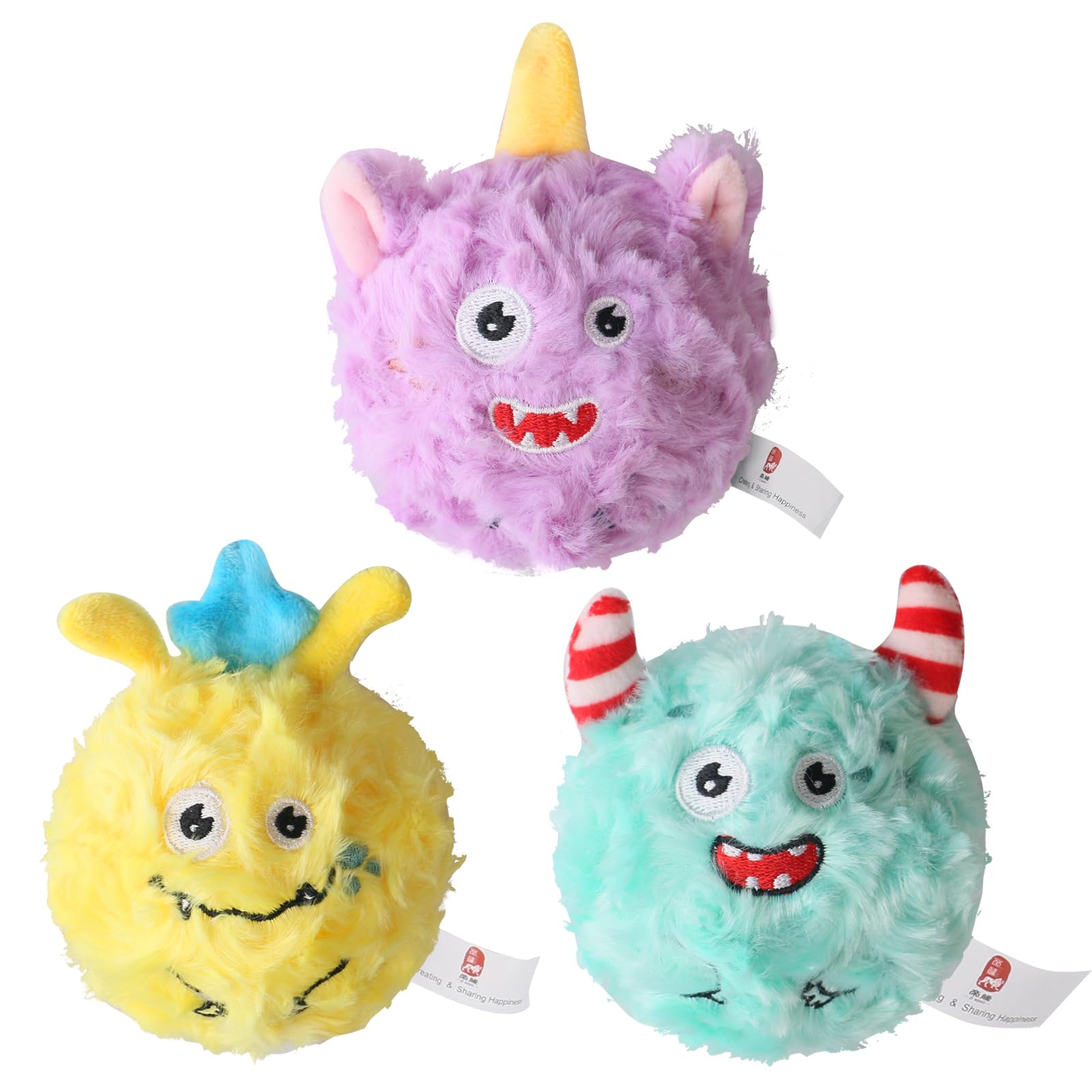 D KING D KING DKING 3Pack Squeaky Dog Balls Funny Puppy Toys Birthday Gift for Small Medium Dogs Monster Ball