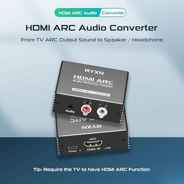 RYXN HDMI ARC Audio Extractor 192KHz: Best Adapter for HDTV, Soundbar & Amplifier with 3.5mm & L/R Stereo Output - View 4 of 9