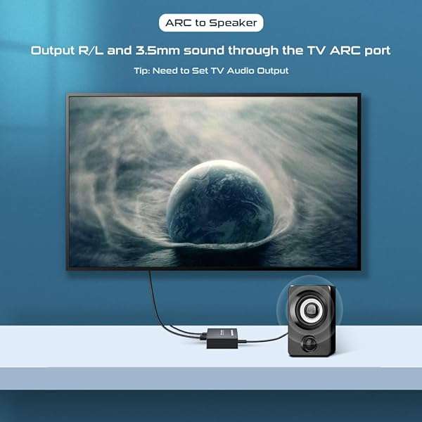 RYXN HDMI ARC Audio Extractor 192KHz: Best Adapter for HDTV, Soundbar & Amplifier with 3.5mm & L/R Stereo Output - View 6 of 9