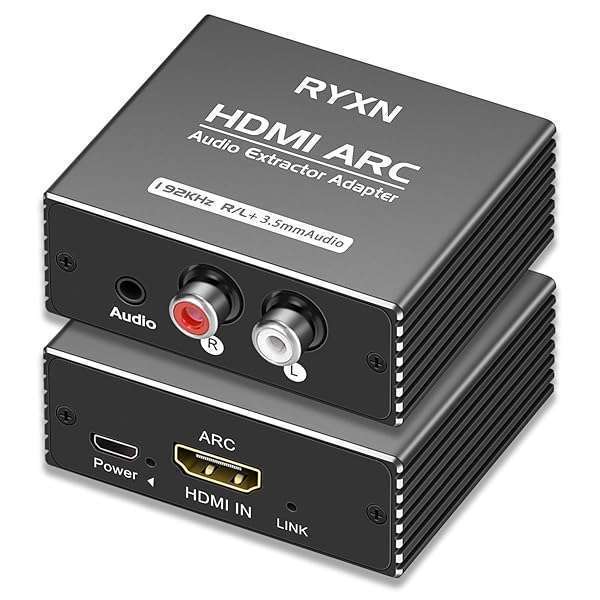 RYXN HDMI ARC Audio Extractor 192KHz: Best Adapter for HDTV, Soundbar & Amplifier with 3.5mm & L/R Stereo Output