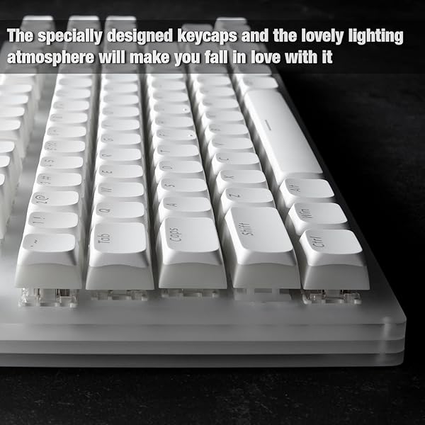 GUNMJO Gunmjo Golf Pudding PBT Doubleshot Keycaps for Gaming Keyboard Cherry MX Switches Spherical PBT OEM Profile 111 Keys White Color - View 5 of 8