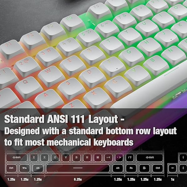 GUNMJO Gunmjo Golf Pudding PBT Doubleshot Keycaps for Gaming Keyboard Cherry MX Switches Spherical PBT OEM Profile 111 Keys White Color - View 6 of 8