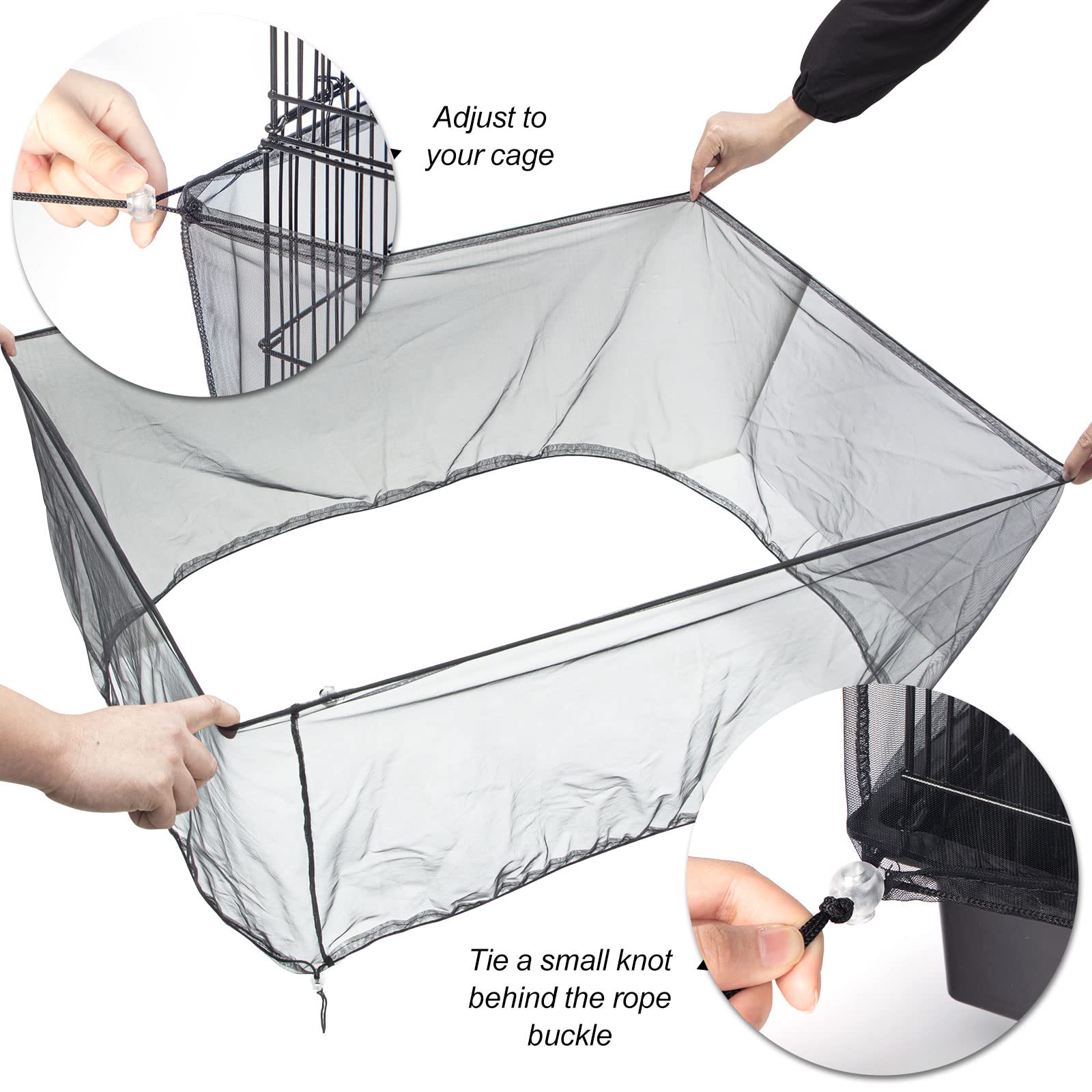 KFPPLXQ KFPPLXQ Adjustable Bird Cage Netting Seed Catcher Large Soft Breathable Mesh for Indoor Round Square Cages 80 to 118 Inch Circumference - View 5 of 9