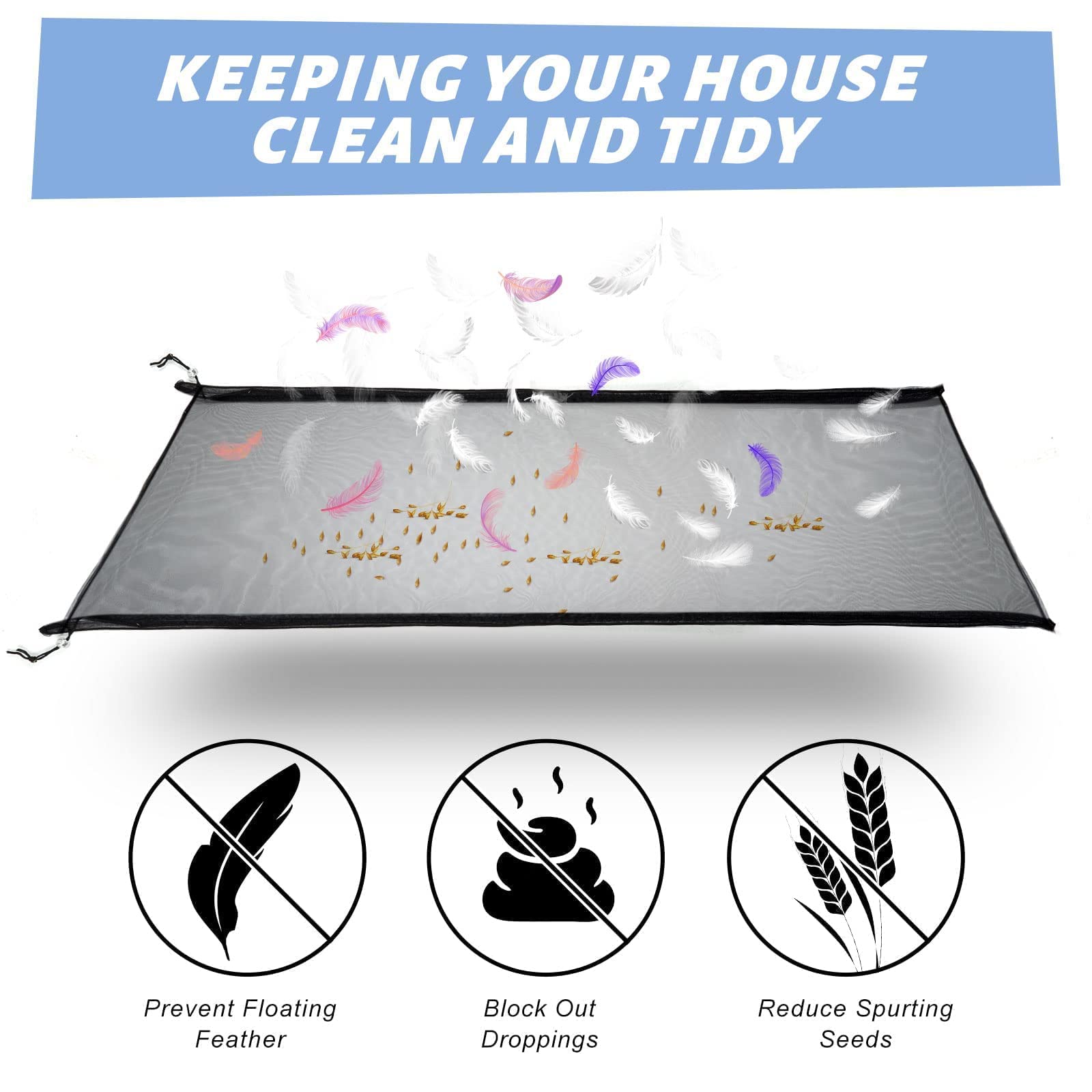 KFPPLXQ KFPPLXQ Adjustable Bird Cage Netting Seed Catcher Large Soft Breathable Mesh for Indoor Round Square Cages 80 to 118 Inch Circumference - View 8 of 9