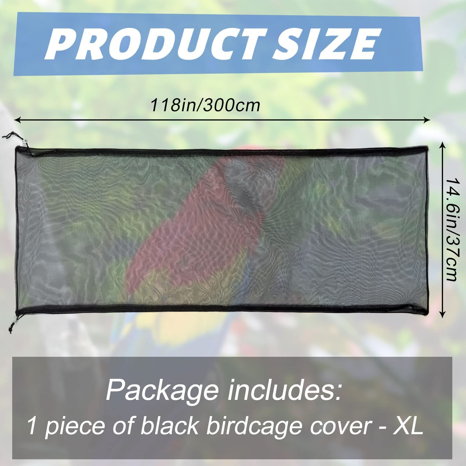 KFPPLXQ KFPPLXQ Adjustable Bird Cage Netting Seed Catcher Large Soft Breathable Mesh for Indoor Round Square Cages 80 to 118 Inch Circumference - View 9 of 9